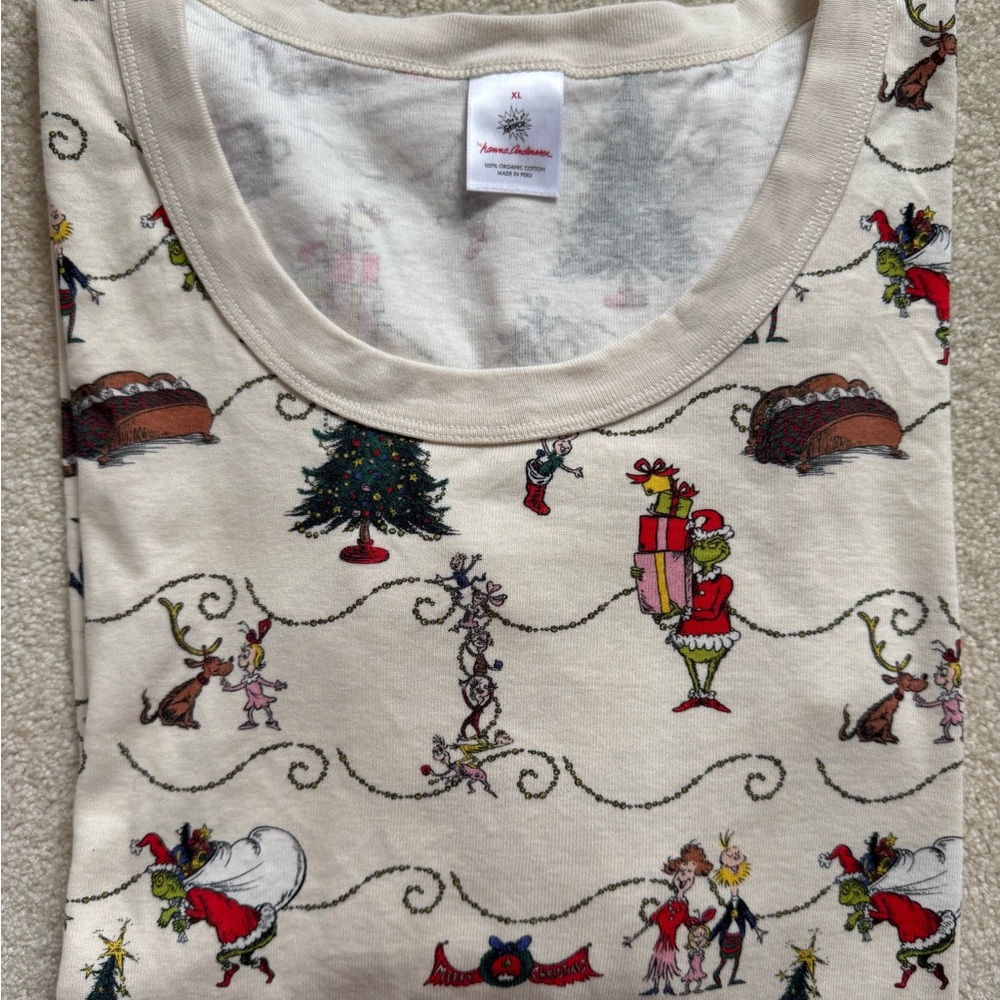 Dr. Seuss Grinch Women's Long John Pajama Top size XL
